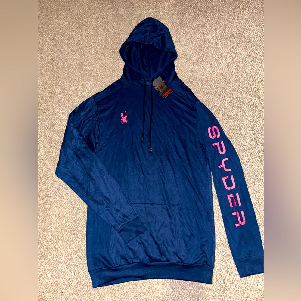 Spyder Navy Blue Hoodie with Pink Accents